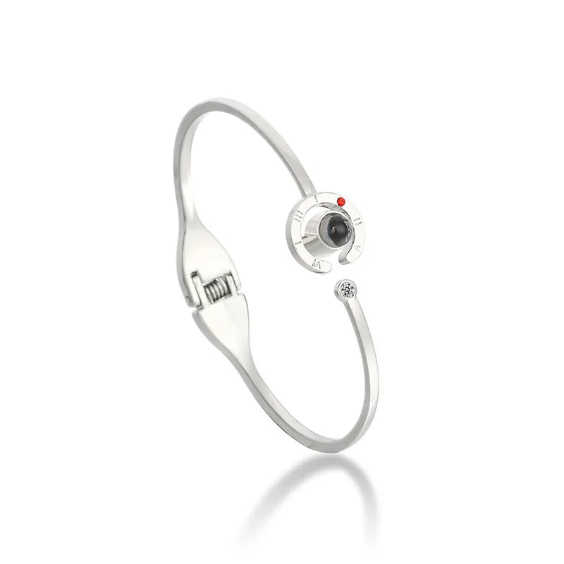 silver round bangle 2 шт. 100 языков I love you Проекционные кольца для женщин модные ювелирные изделия Романтическая любовь память Свадебные кольца наборы подарки - Цвет основного камня: silver round bangle