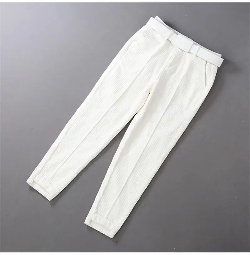 White Pants Осень зима вельветовые штаны женские повседневные шаровары Теплые плотные свободные уличные Pantalon Femme Вельветовые женские штаны Q1876 - Цвет: White Pants
