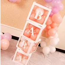 Любовные буквы прозрачная коробка аксессуары для воздушных шаров Baby Shower неоновые стикеры свадебные шары для украшения коробки вечерние воздушные шары