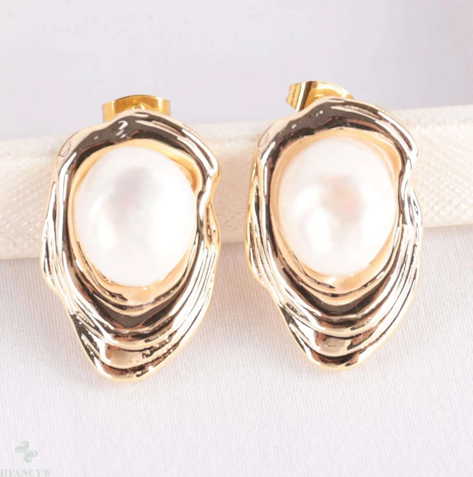 11-13MM Natural white baroque pearl Earring 18k Ear Drop Dangle Women Cultured Gift | Украшения и аксессуары