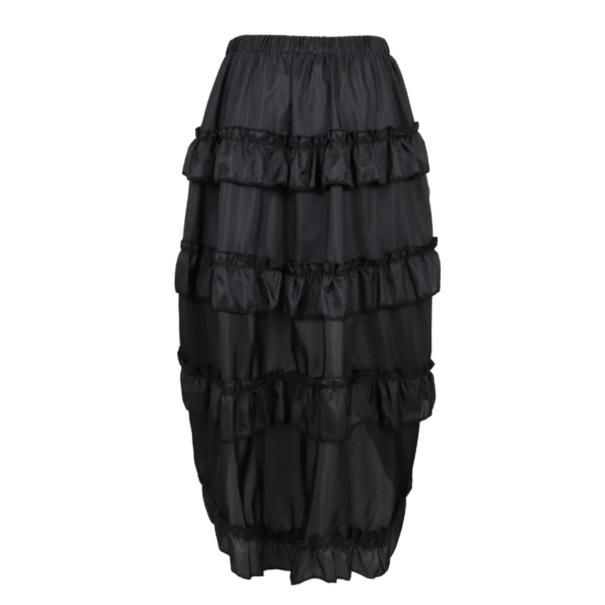 Women Steampunk Gothic Irregular Ruffles Pirate Skirt Asymmetrical Pleated High Low Dancing Skirts Plus Size Halloween Costumes 3