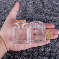 6pcs 50ml 42*54mm Transparent Square Glass Bottles With Corks Stopper Empty Sweets Food Grade Seal Jars Vials For Art Crafts 1