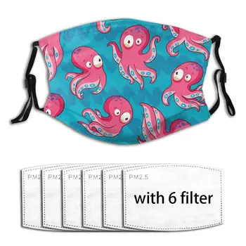

Anti Dust Woman Men Mouth Mouth-muffle Pink Cartoon Octopuses Organizer Dust Mouth Masks cover With filter Sport Reusable