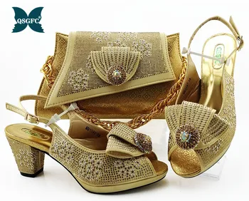 

Latest Shoes and Bags Set African Sets 2019 Nigerian Shoes and Matching Bags Italian design Women Rhinestone Wedding Shoes