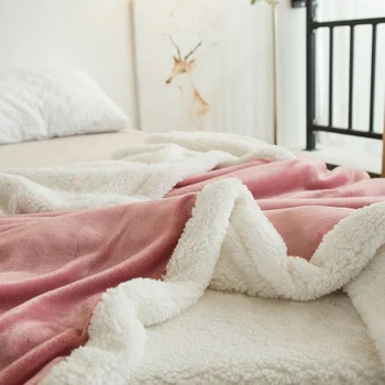 

Double Thickening Lamb Cashmere Blanket Sofa Winter Super Warm Cozy Throw Blankets for Office Siesta Air-Condition Bedspread