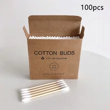 100/200pcs Disposable Non Toxic Double Head Cosmetic Ears Cleaning Home Nose Bamboo Travel Sticks Makeup Cotton Swab