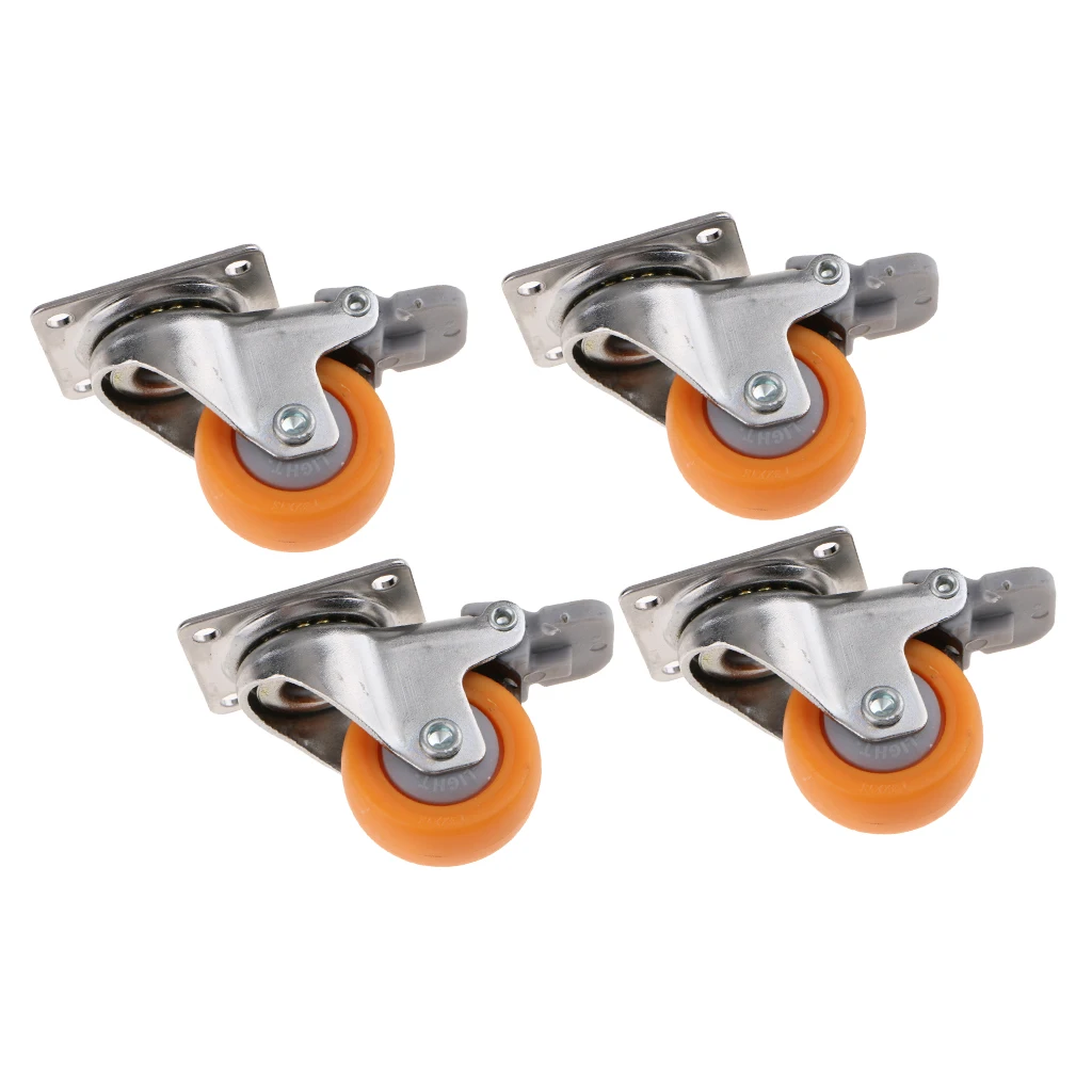 4x Industrial Swivel Castors 1.25inch Tapered Wheel Trolley Wheels With Brake Capacity Of 17kg