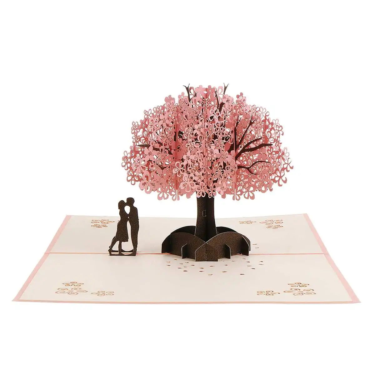  3D Valentine's Day Greeting Card Paper-cut DIY Invitation Cards Hollowed Out Couple Blossoms Flower - 4.00036E+12