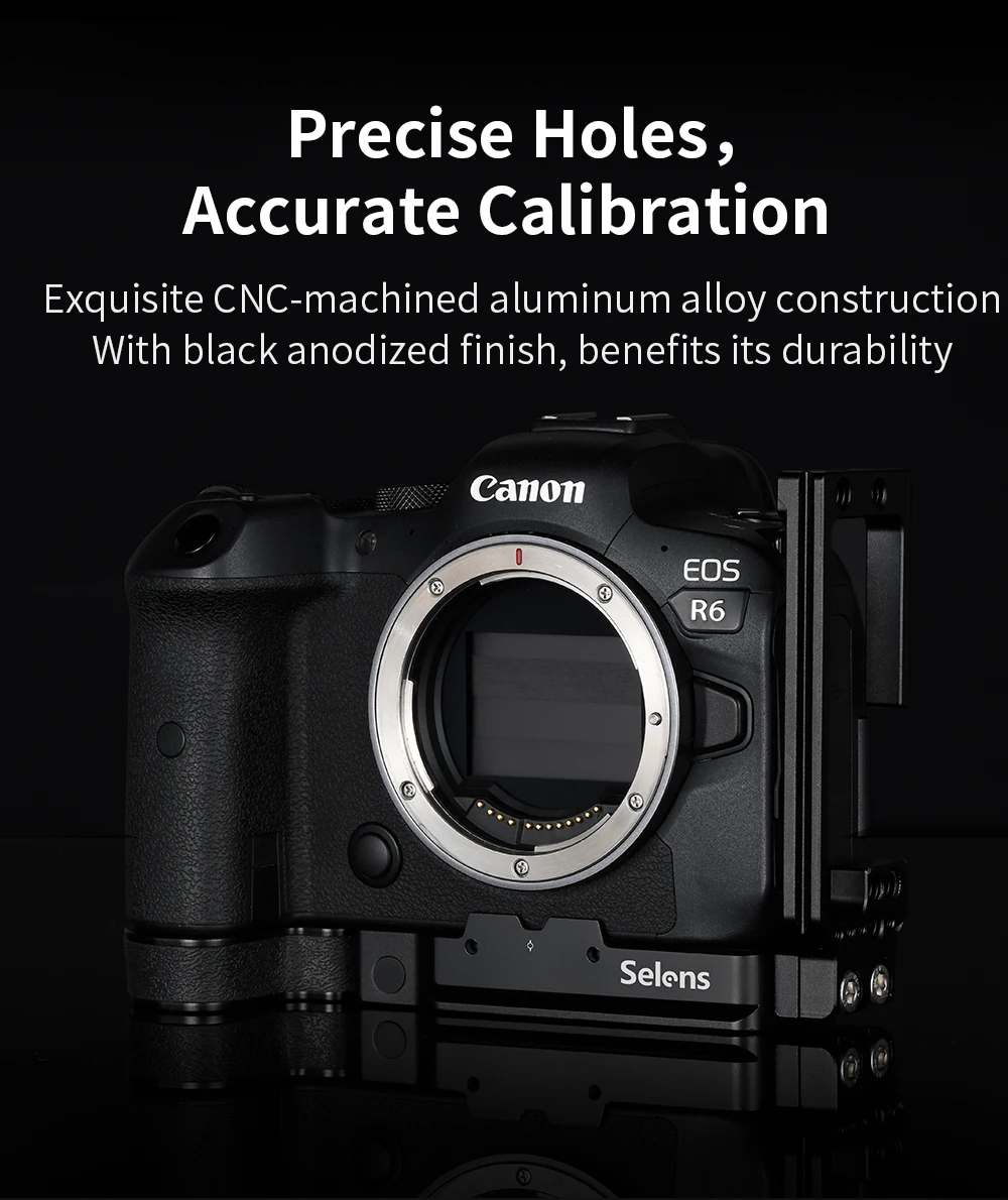 Selens Camera L-Bracket For Canon EOS R5 and R6 With Arca-Type 1/4" Accessory Th