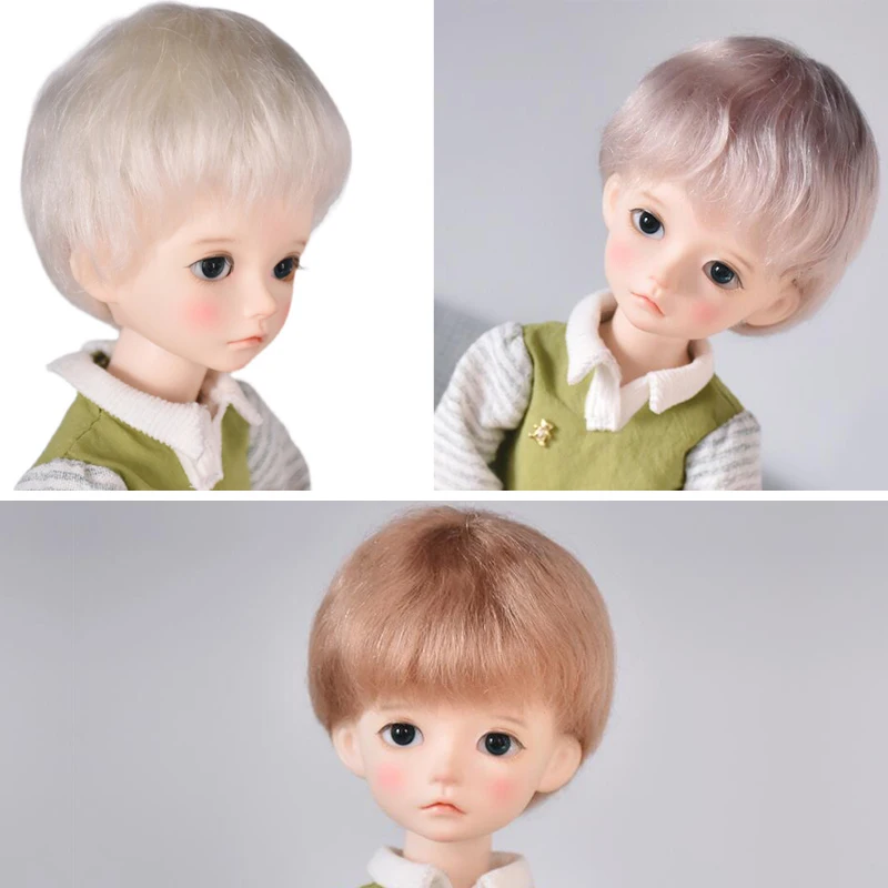 

D03-P292 children toy BJD DD SD MSD 1/6 doll's Accessoriess wig pink brown Mohair Boy Short Hair 1pcs