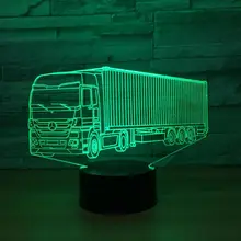 Крутой контейнер грузовик 3D 7 цветов лампа визуальный светодиодный ночник для детей сенсорный Usb стол Lampara Lampe