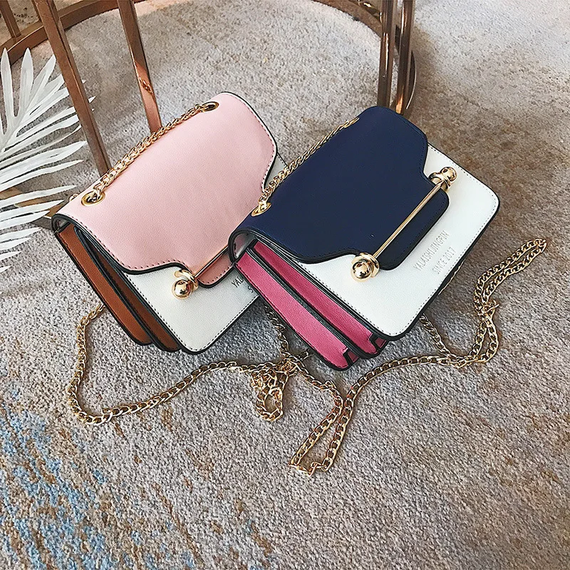 

1030 # Top Grade WOMEN'S Bag Bag 2017 New Style Korean-style Crossbody Bag Fashion Contrast Color Bag with Chain
