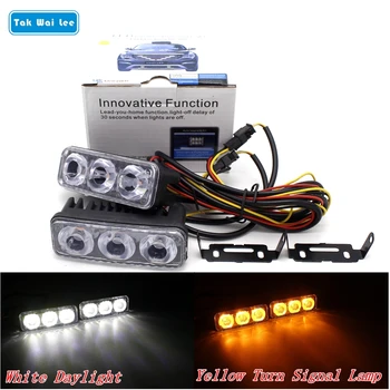

Tak Wai Lee 2Pcs/Set LED DRL Daytime Running Lights Bar Car Styling Waterproof White Day Light & Yellow Turn Signal Lamp