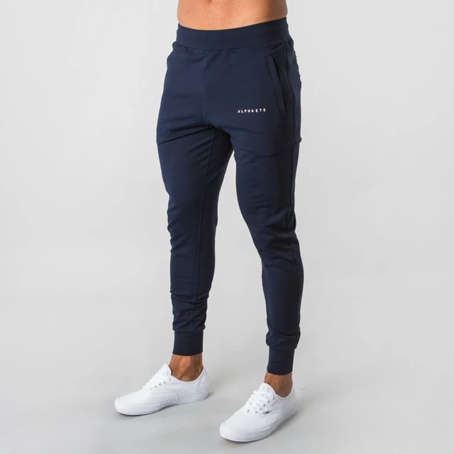 2022 New Muscle Fitness Running Training Sports Cotton Trousers Men's Breathable Slim Beam Mouth Casual Health Pants Navy
