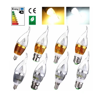 

Dimmable E27 B22 4.5W 220V Silver Cover LED Chandelier Candle Light Bulb 800-850 LM