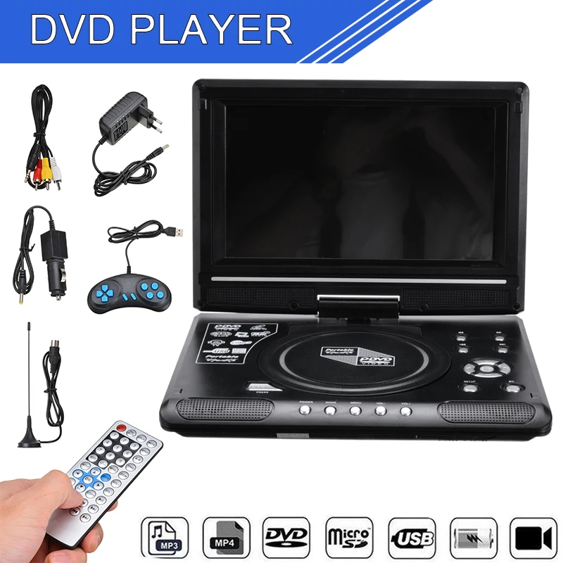 1SET Portable HD 9.8 Inch Car LCD DVD Player Game TV Player MP3 USB FM Radio Adapter W/ Rechargeable Lithium Battery AU Plug