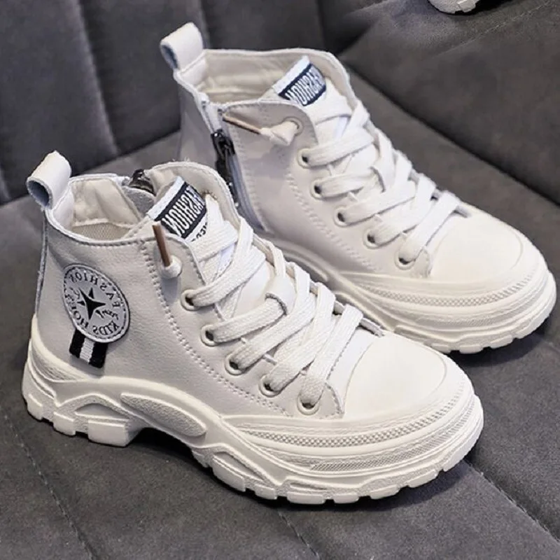 

2019 Autumn New Style Genuine Leather Girls Martin Boots Korean-style Fashion Children Single Boots Hight-top BOY'S Ankle Boot