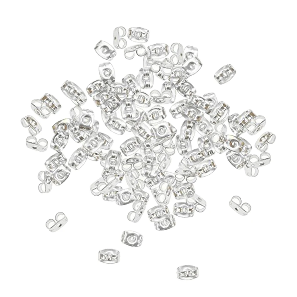 200 Pieces Copper Plated Earring Backs - 11mm / 0.43'' - Sliver Handmade DIY Earrings Findings Accessories