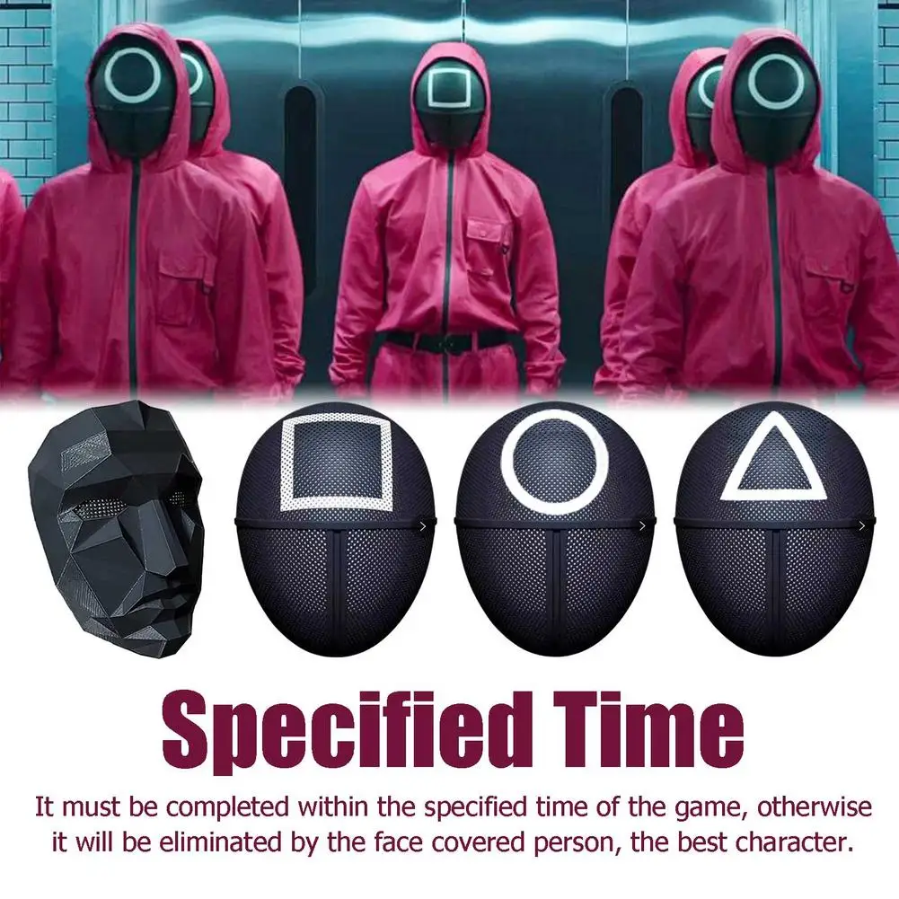 Squid Game Mask Triangle Square Circle Cosplay Headgear Party Halloween  Plastic Mask Red Hood Man Headgear Boss Costume Props - Cosplay Costumes -  AliExpress