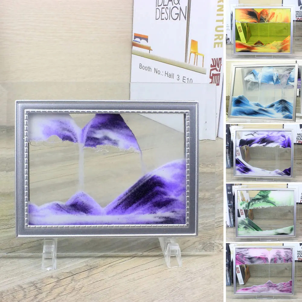 

Dynamic Hourglass Draw Crafts 17x13cm Painting Decor Glass Background Landscape Decoration Quicksand Drawing Lovely Mural Art