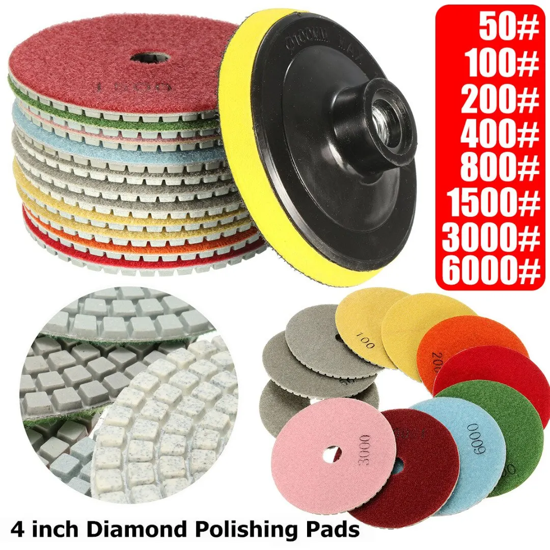 12pcs 4``/100mm Wet Dry Diamond Polishing Pads Sanding Disc Grinder For Granite Stone Concrete Marble Polisher Abrasive Tools