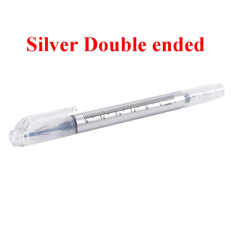 Silver Double ended Перманентная бровей хирургическая Кожа Маркер татуировки ручка с линейкой полный Профессиональный макияж татуировки принадлежности аксессуары микроблейдинг - Цвет: Silver Double ended