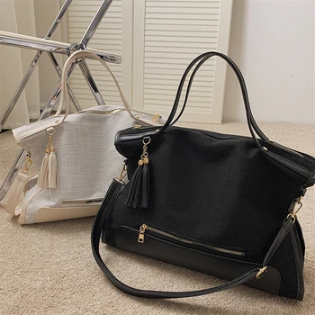 

NEW Original Design Simple Large Capacity Handbags 2020 Popular New Fashion Shoulder Messenger Bag Canvas Portable Width 43cm