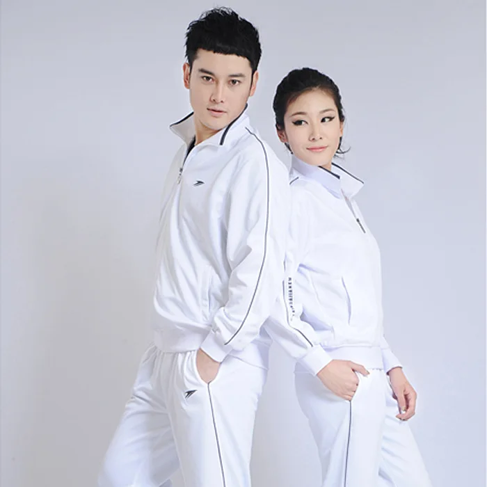 Xinda Chia Nan Korean Silk White Sports Clothing Set Coat Spring And Autumn Trousers Women's Men's Couples Casual Large Size Gro