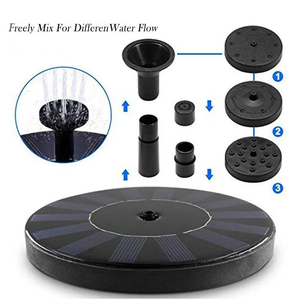 Practical Solar Power Water Fountain Pump Kit for Pool Garden Pond Watering Submersible Round Fountain Pump
