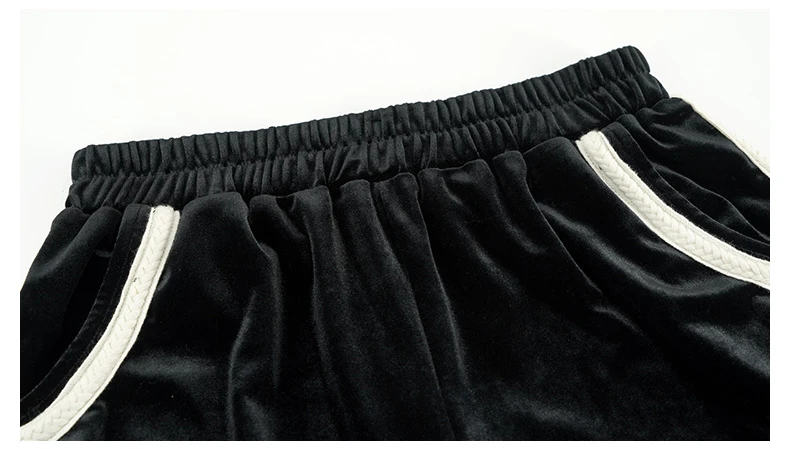 L~ 4XL 5XL полосатый зимний бархатный брючный костюм топы с длинными рукавами и брюки 2 шт. Женский комплект размера плюс велюровый наряд AOFULI A4144