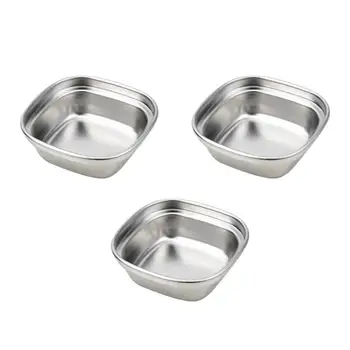 

3pcs Creative Hot Pot Dipping Bowl Stainless Steel Sauce Dish Seasoning Dish Saucer Appetizer Plates for Home Restaurant