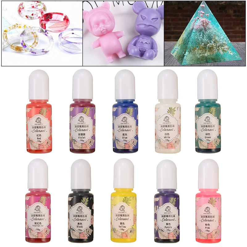 

10 Colors/set Resin UV Pigment Drop Glue Jewelry Making Handmade DIY Crafts 10ml/bottle Liquid Colorant Dye Pigment