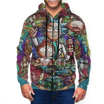 

2019 Anime 3d Print Rick and Morty Zipper Hoodie Sweatshirt Rick and Morty Action Costume Jacket Women/men Loose Zipper Hooded
