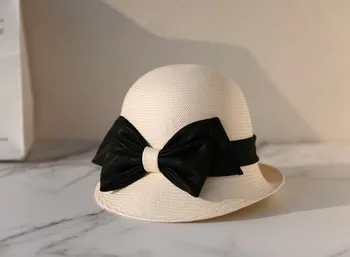 

202003-HQ- SW006176A new JAPAN paper High-end black bowknot lady bucket cap women fishermen hat