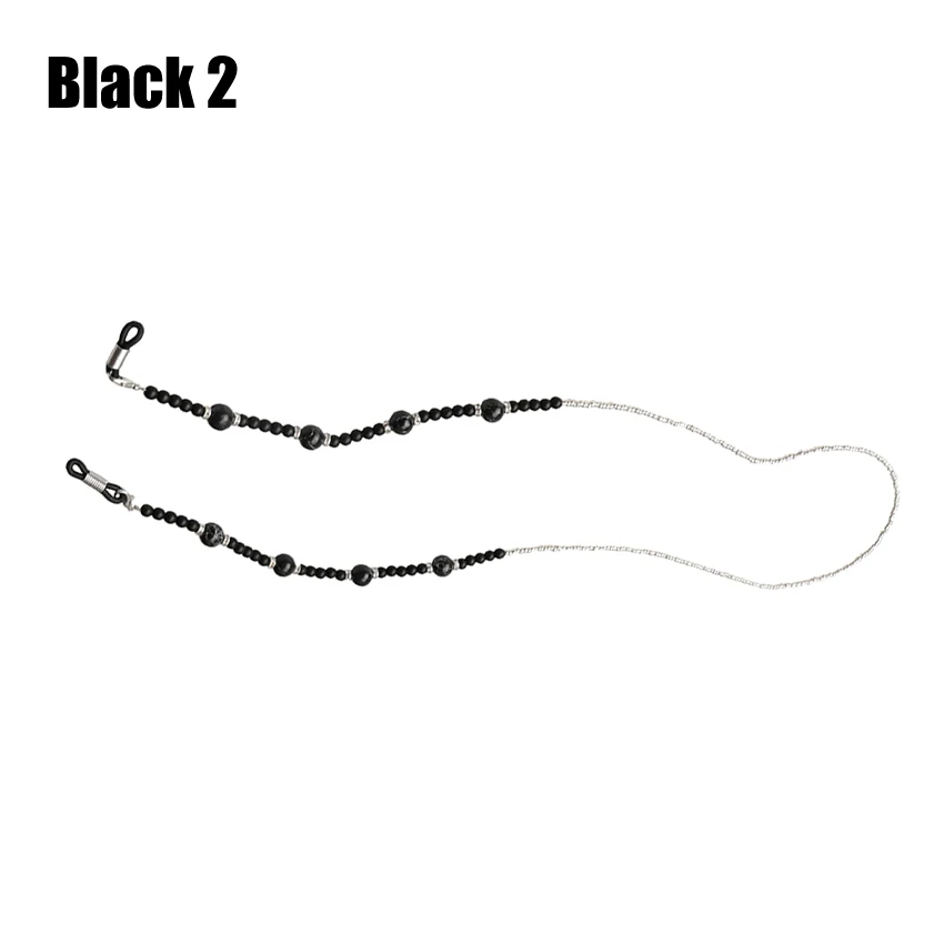 Black 2 SOOLALA, бирюзовая цепочка для солнцезащитных очков, шнурок, шнурок, нескользящий шнур для очков, цепочка для очков, бусины Brillen Koord в подарочной упаковке - Цвет: Black 2