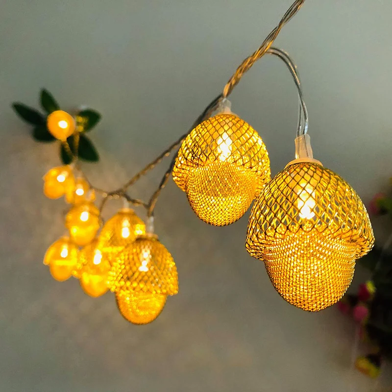

10 Lights/20 Lights USB/Battery Style Christmas Light New LED Hazelnut Acorn Light String Party Room Garden Decoration Lantern