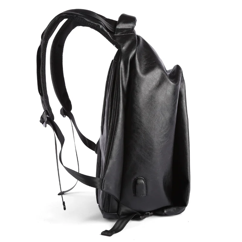 MOYYI, хит, кожаный рюкзак для школы, мужской рюкзак Mochila, 14 дюймов, для ноутбука, легкий рюкзак, мужской, для улицы, водонепроницаемый, черный