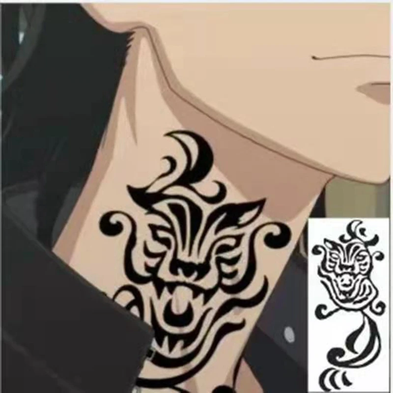 Cartoon Dragon Tiger Totem Temporary Tattoo Sticker Male Waterproof Black Personality Cool Neck Art Fake Tattoo Head Tattoo Set
