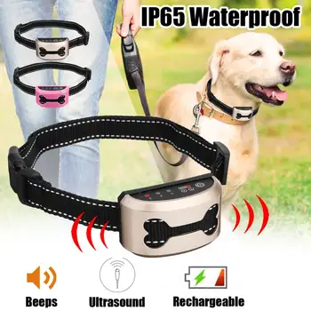 

Waterproof Stop Barking Dog Pet Dog Rechargeable Anti Bark Collar Control Train Waterproof Ultrasonic Training Collars