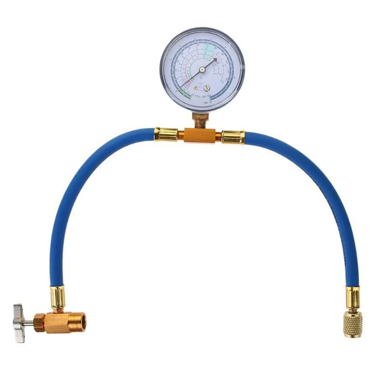 R134A To R12/ R22 Refrigerant Recharge Hose Pipe With Can Tap Pressure-Gauge