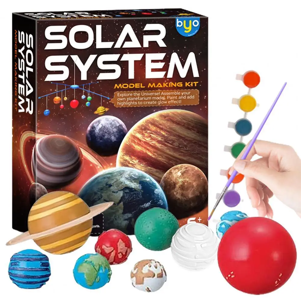 Modelo de Sistema Solar pintado a mano para niños, Kit de ciencia para  colorear de plástico, fácil de montar, educativo, planetas, DIY, 1 Set| | -  AliExpress