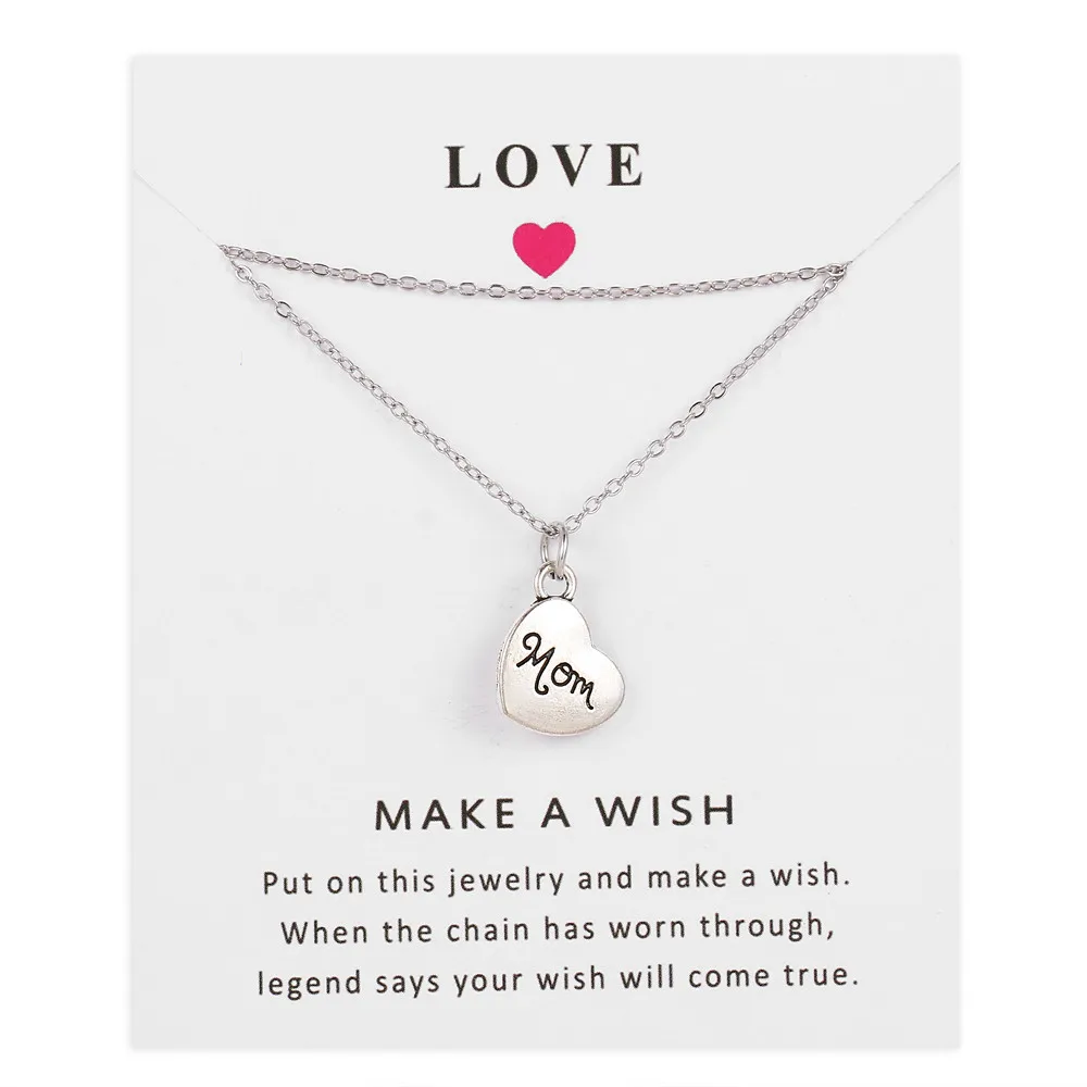 Mother's Day Gift Mom Dad Sister Brother Daughter Son Aunt Uncle Grandma Grandpa Family Choker Necklaces for Women Men Love Card |