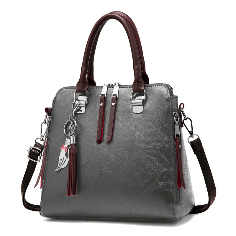 Кожаные винтажные женские сумки, роскошные сумки, женские сумки, дизайнерские женские сумки известного бренда, женские сумки, роскошные брендовые сумки через плечо - Цвет: Dark Gray