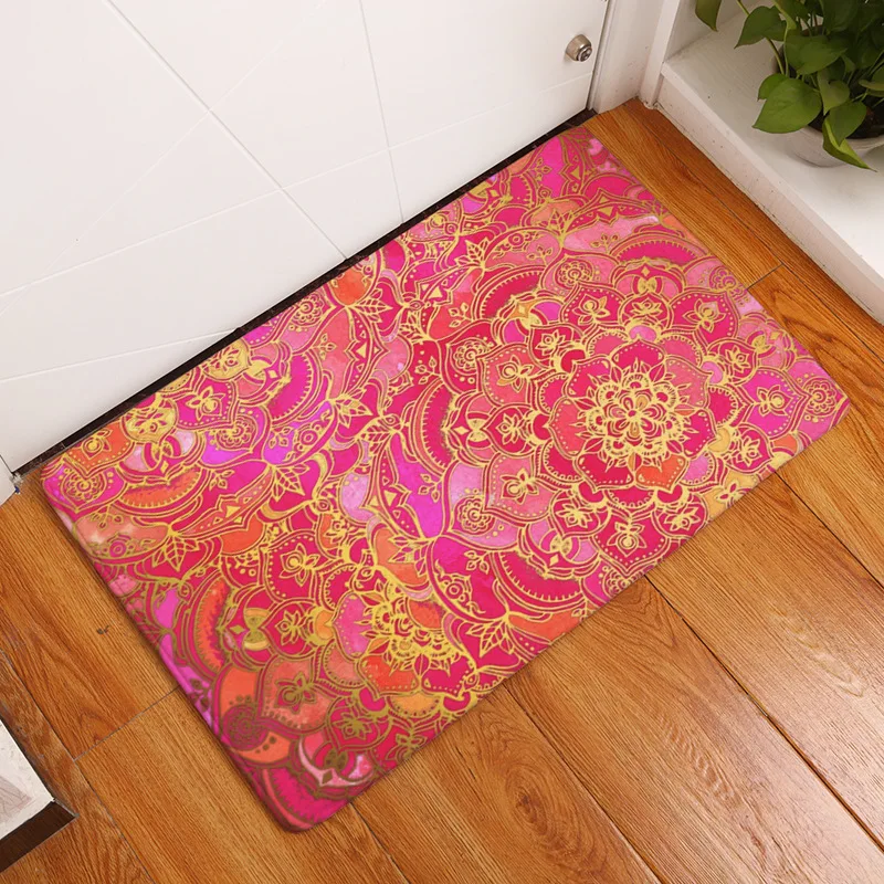 

Kitchen Rugs Mandala Printed Mats Floral Printed Carpet Mat Non-slip Doormat Kitchen Bathroom Toilet Flannel Home Decor Entra