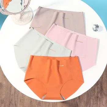 

Summer Viscose Fiber Seamless Underwear Women Mid-Waist Graphene Cotton Crotch Breathable Women's Panties lingerie