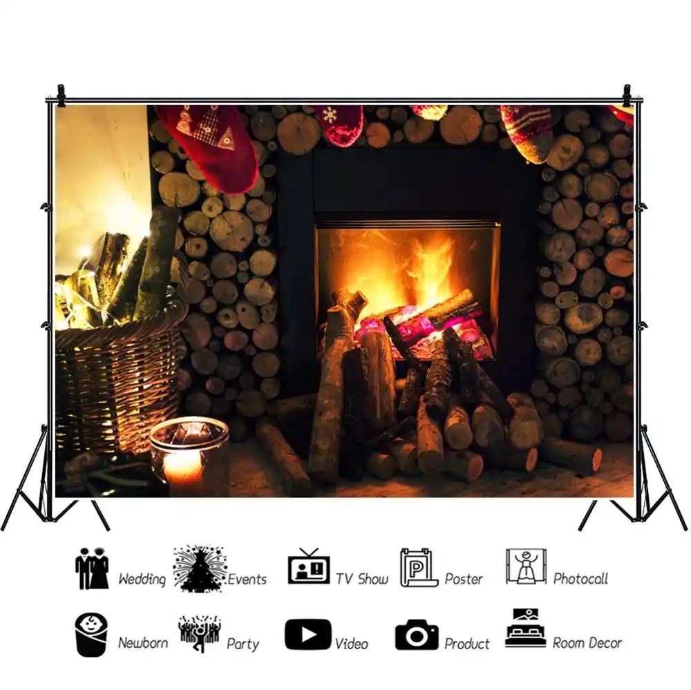冬クリスマス木片歳暖炉火ギフト壁紙家の装飾の写真の背景写真の背景写真スタジオ Background Aliexpress