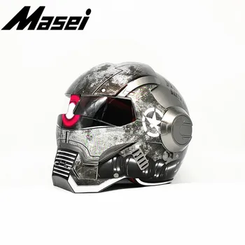 

Masei Iron Man helmet motorcycle Vintage Retro helmet half helmet open face helmet casque Motocross Off Road Touring helmet Zaku