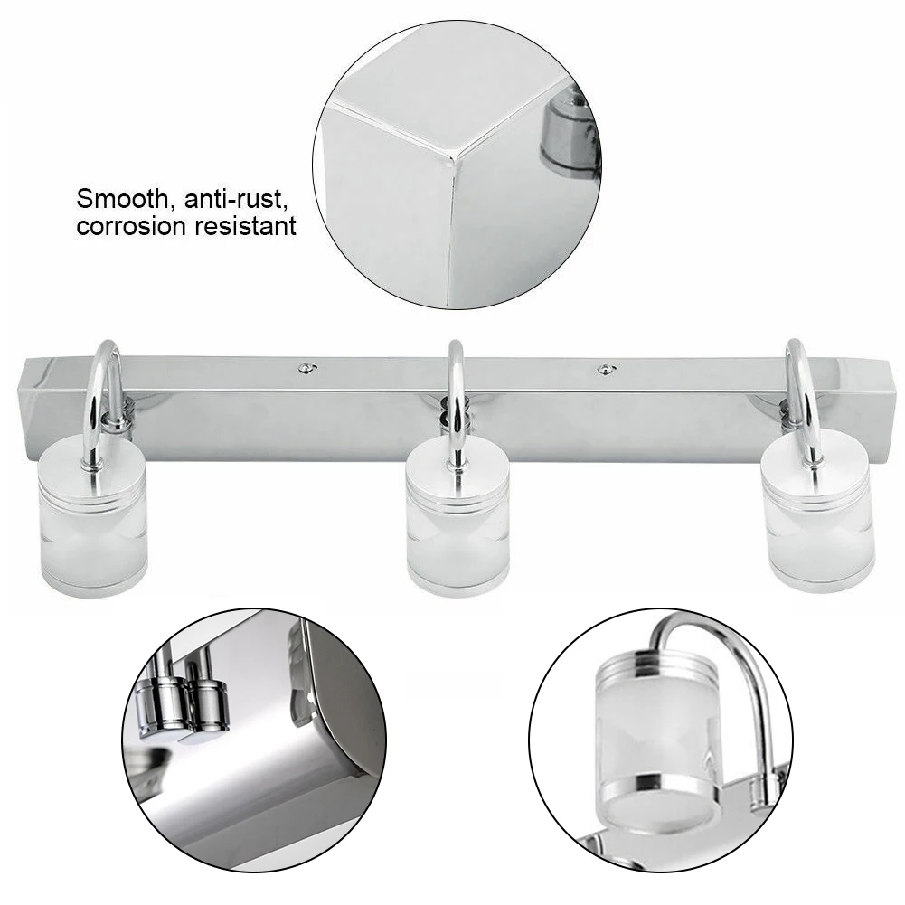 

Vanity Lamp Gift Durable Easy Install Fixture Indoor Makeup Led Mirror Light 3 Head Decoration Home Front Bathroom
