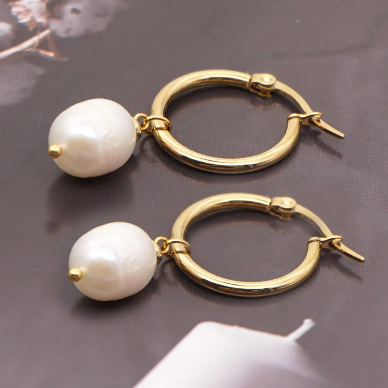 (5 pairs)Freshwater Pearl Earring Christmas Women Jewelry Handmade Stainless Steel Natural Pearl Pendants Earrings