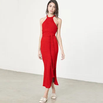 

High Quality Women Dress Sleeveless Mid Calf Spring Bandage Dress Evening Party Dress